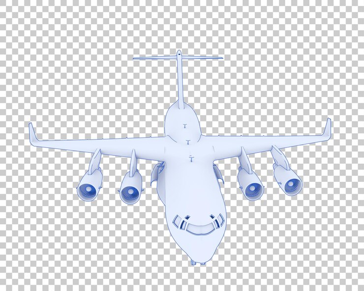 PSD avión de carga sobre fondo transparente ilustración de renderizado 3d