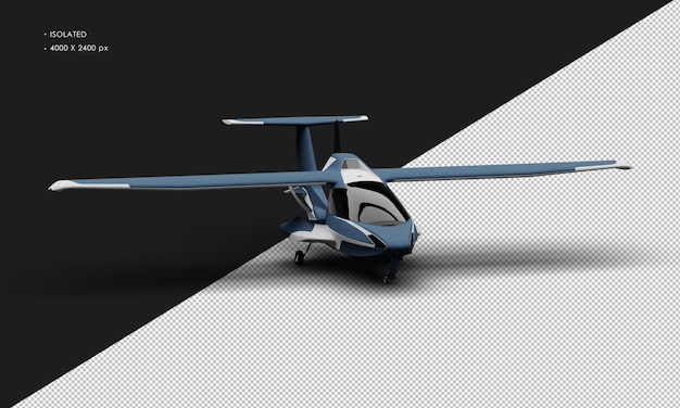 PSD avión deportivo ligero anfibio azul mate realista aislado desde la vista del ángulo frontal derecho