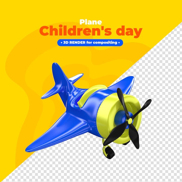 PSD avión día del niño 3d render para composición