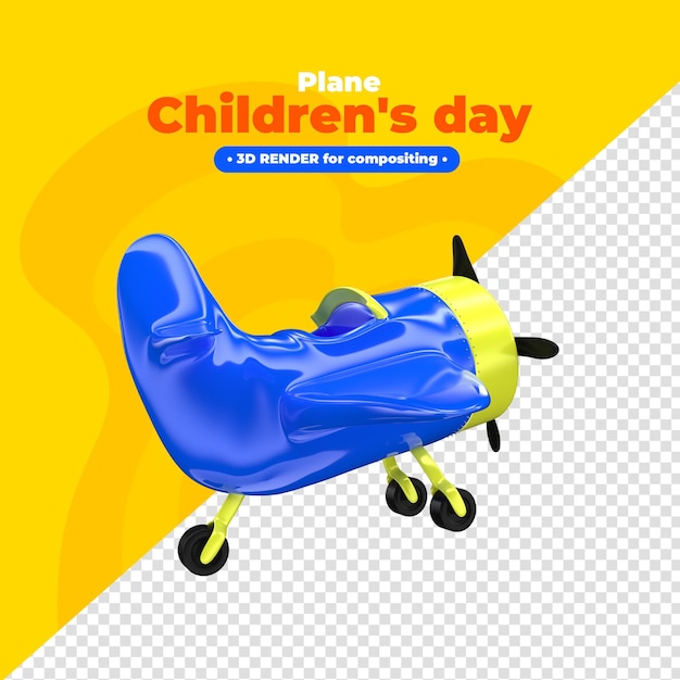 Avión día del niño 3d render para composición