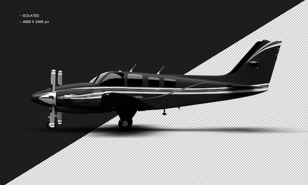 PSD avión de doble motor de doble hélice negro brillante realista aislado desde la vista lateral izquierda