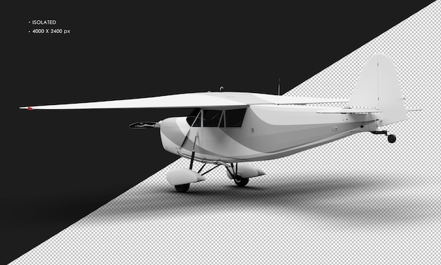 Avion à hélice vintage modèle rétro blanc mat réaliste isolé de la vue arrière gauche