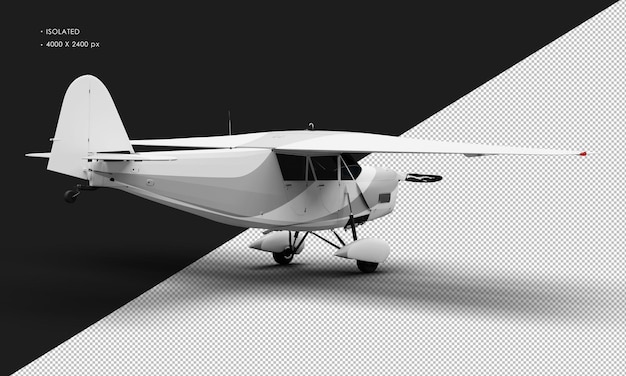 PSD avión de hélice vintage modelo retro blanco mate realista aislado desde la vista trasera derecha