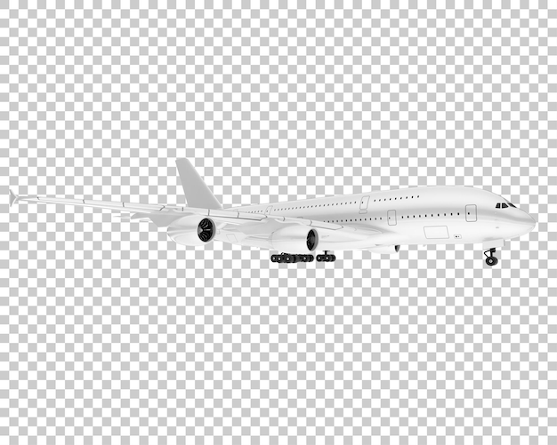 Avión en la ilustración de renderizado 3d de fondo transparente