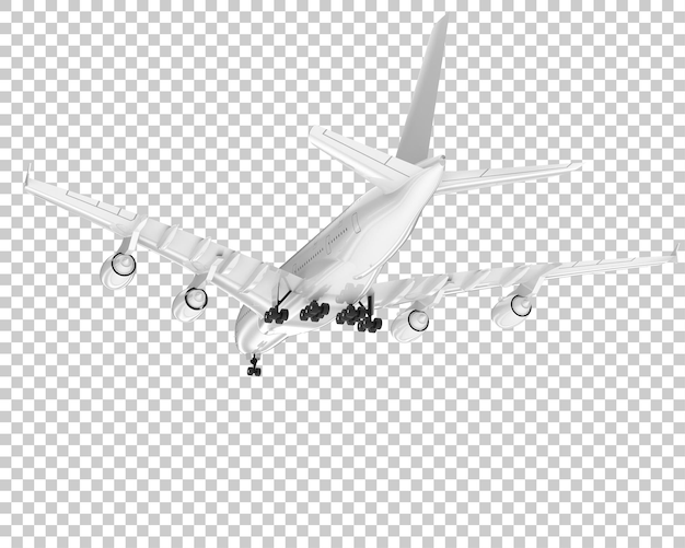 Avión en la ilustración de renderizado 3d de fondo transparente