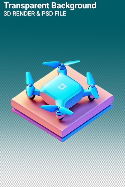 PSD un avión de juguete azul con una caja azul en la parte superior