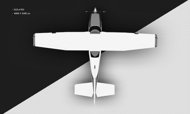 PSD avion léger à hélice monomoteur blanc mat réaliste isolé de la vue de dessus