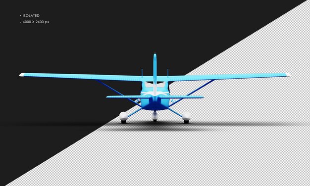 Avion léger à hélice monomoteur bleu mat réaliste isolé de la vue arrière