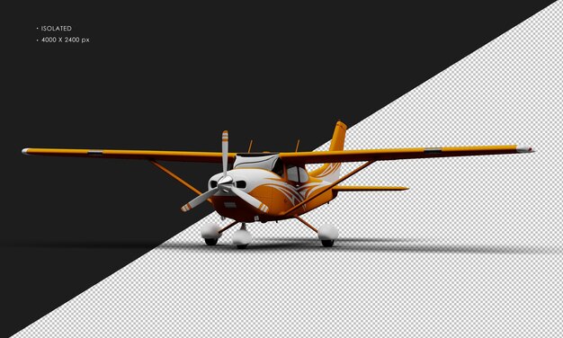 PSD avion léger à hélice monomoteur orange mat réaliste isolé depuis la vue d'angle avant gauche