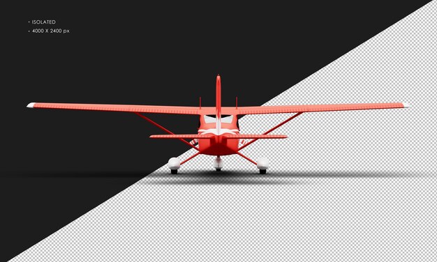Avion léger à hélice monomoteur rouge mat réaliste isolé de la vue arrière
