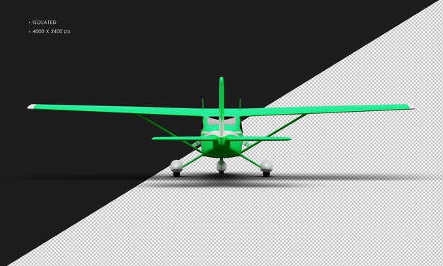 Avion léger à hélice monomoteur vert mat réaliste isolé de la vue arrière