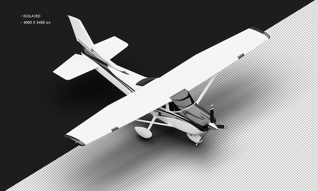 Avión ligero de hélice de un solo motor blanco mate realista aislado desde la vista frontal superior derecha