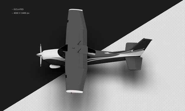 Avión ligero de hélice de un solo motor negro mate realista aislado desde la vista superior izquierda