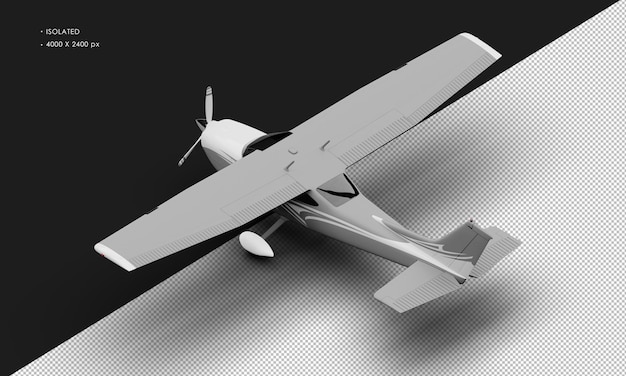 PSD avión de luz de hélice de un solo motor gris mate realista aislado desde la vista trasera superior izquierda