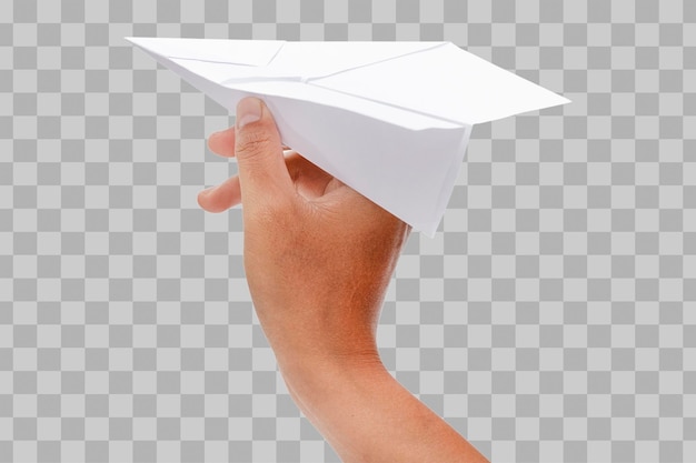 Avión de papel en mano