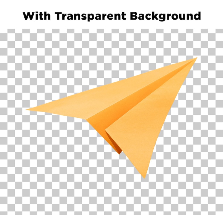 PSD avión de papel origami amarillo con fondo transparente