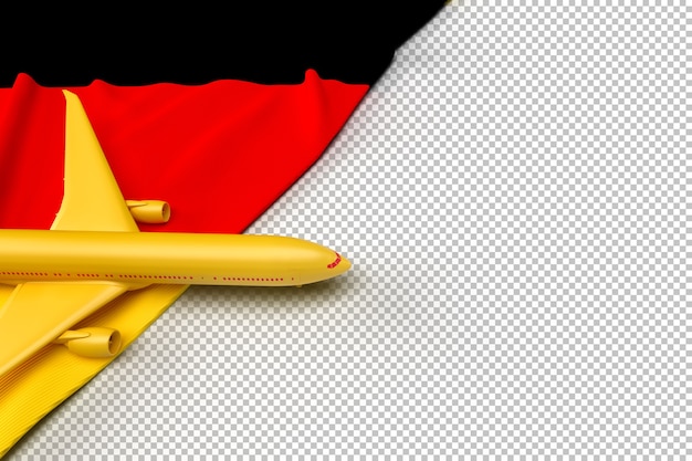 Avión de pasajeros y bandera de alemania