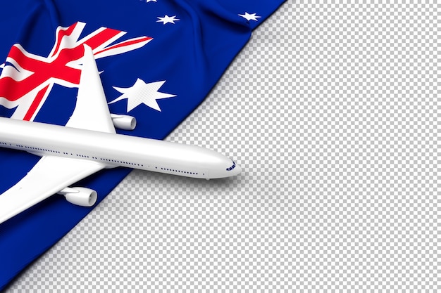 PSD avión de pasajeros y bandera de australia