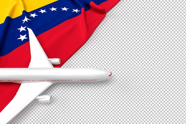 Avión de pasajeros y bandera de venezuela