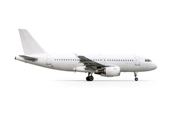 Avión de pasajeros moderno blanco aislado