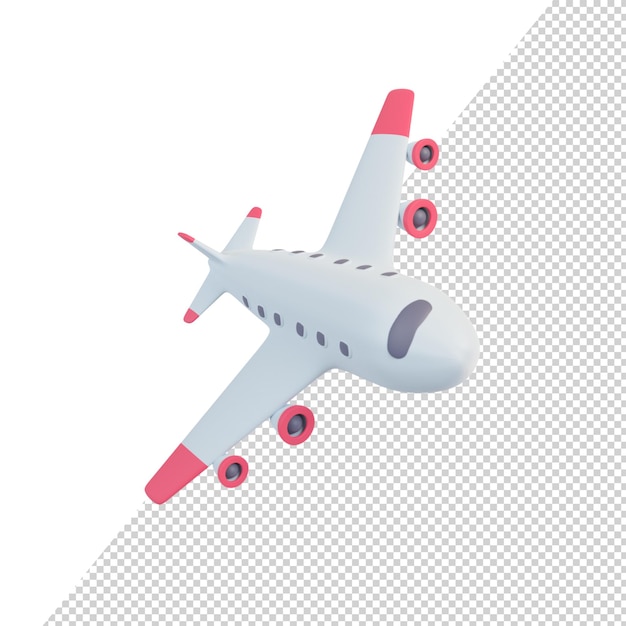 Avión de pasajeros volando en el aire Idea de viaje de vacaciones Representación 3D