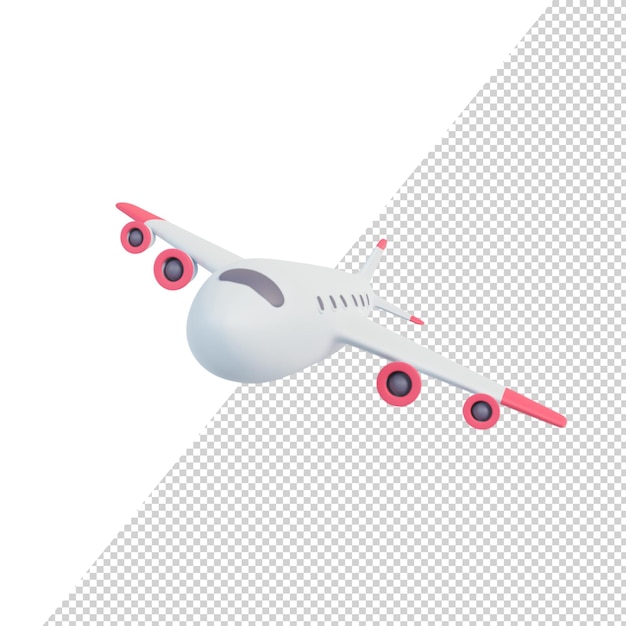 Avión de pasajeros volando en el aire Idea de viaje de vacaciones Representación 3D