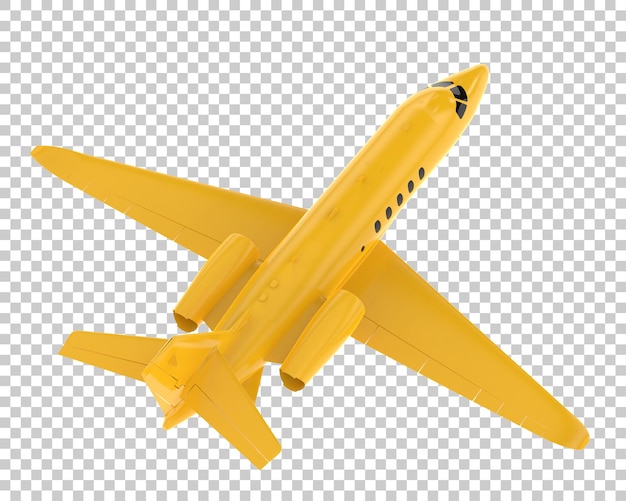 Avión privado en la ilustración de renderizado 3d de fondo transparente
