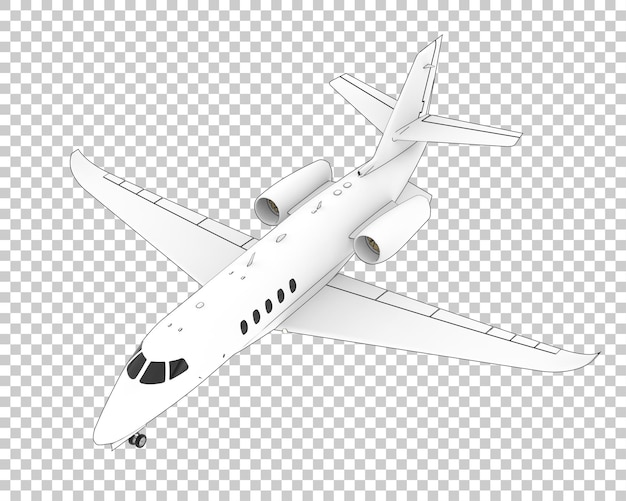 Avión privado en la ilustración de renderizado 3d de fondo transparente