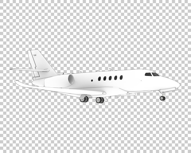 Avión privado en la ilustración de renderizado 3d de fondo transparente