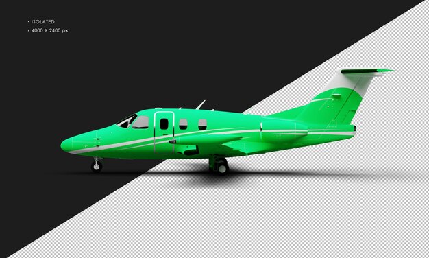 Avion à réaction léger bimoteur vert mat réaliste isolé de la vue latérale gauche