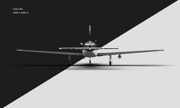 Avión turbohélice de un solo motor de lujo negro mate realista aislado desde la vista trasera