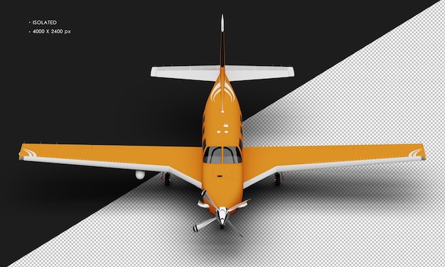 PSD avion à turbopropulseur monomoteur de luxe orange mat réaliste isolé de la vue de face supérieure