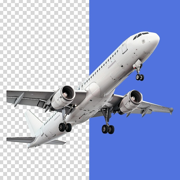 Avion en vol isolé sur un fond transparent
