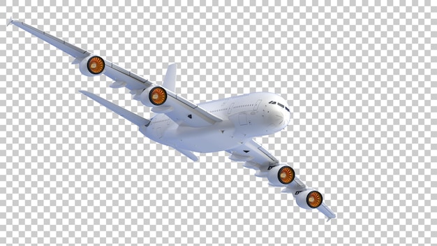 Avión volador sobre fondo transparente ilustración de renderizado 3d