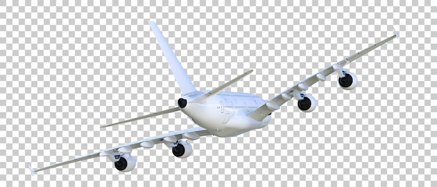 Avión volador sobre fondo transparente Ilustración de renderizado 3d