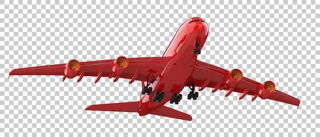 Avión volador sobre fondo transparente Ilustración de renderizado 3d