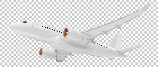 Avión volador sobre fondo transparente ilustración de renderizado 3d