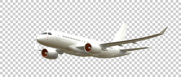 Avión volador sobre fondo transparente Ilustración de renderizado 3d