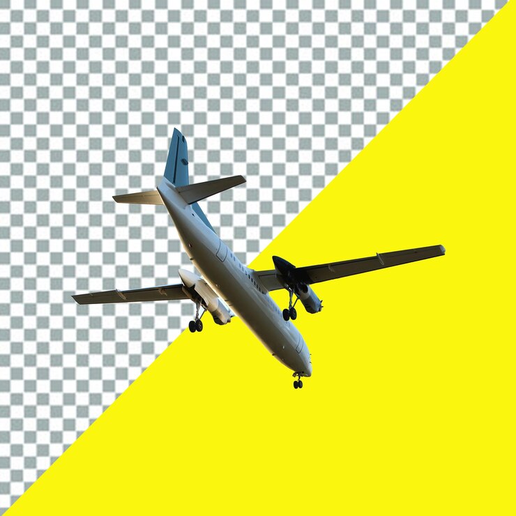 un avión volando sobre un fondo amarillo con un fondo amarillento