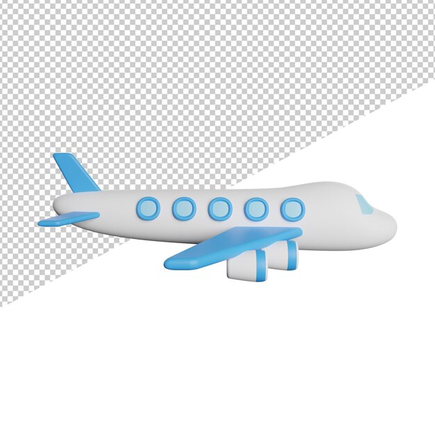 Avión Vuelo Transporte vista frontal iconos 3d representación ilustración sobre fondo transparente
