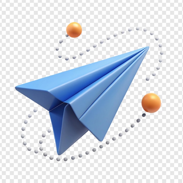 Aviones de papel en vuelo con líneas punteadas ilustración de estilo dibujos animados en 3D