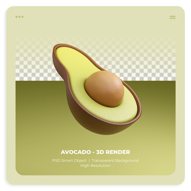 Avocado-frucht 3d-rendering