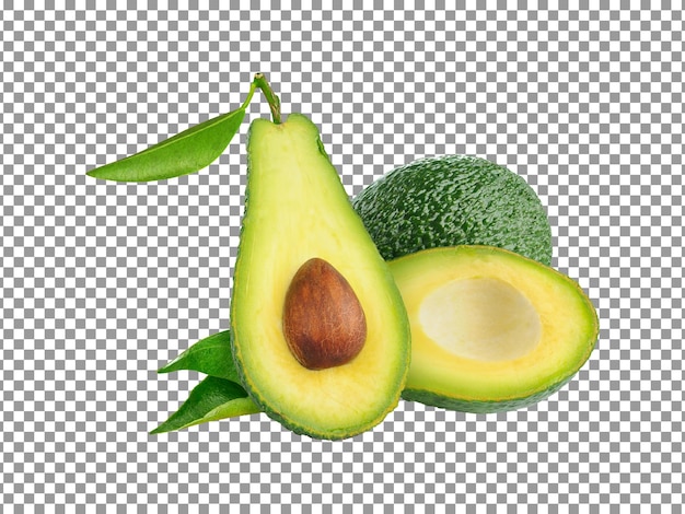 Avocado mit einem blatt und dem wort avocado auf der unterseite