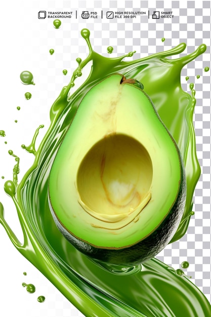 PSD avocado-spritzer auf transparenter oberfläche im transparenten hintergrund