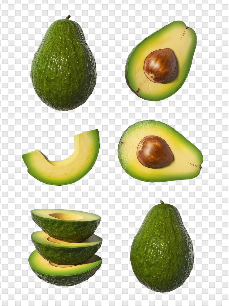 avocado with seeds and seeds on a white background