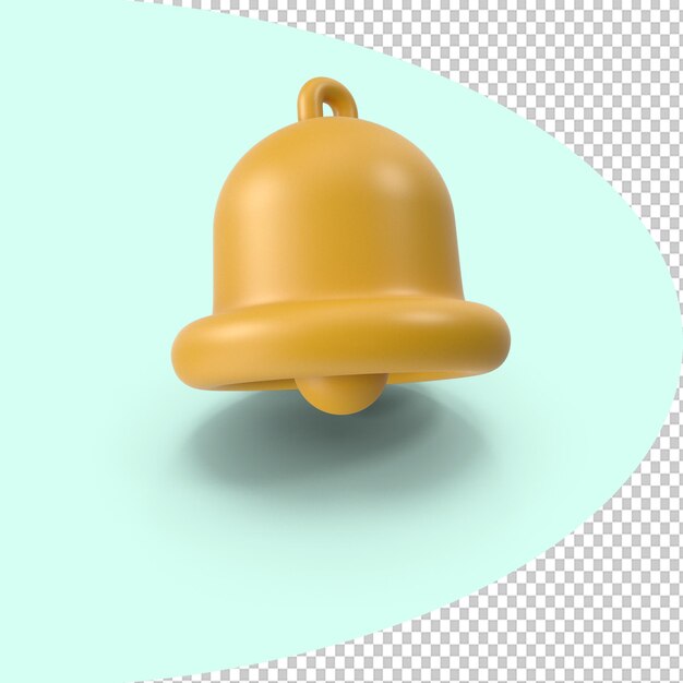 Avviso di notifica con icona a campana dorata 3D