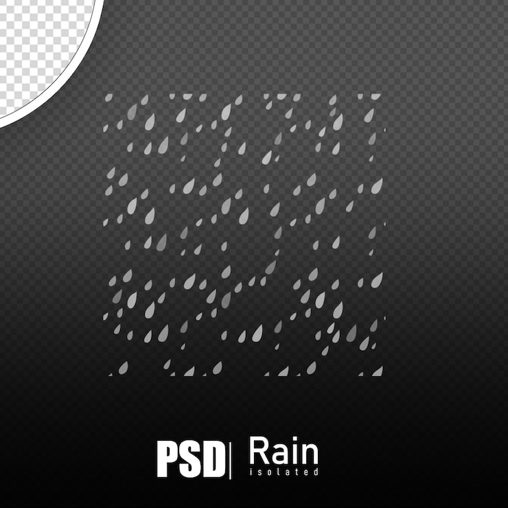 PSD awan datar dengan hujan jatuh tanpa latar belakang