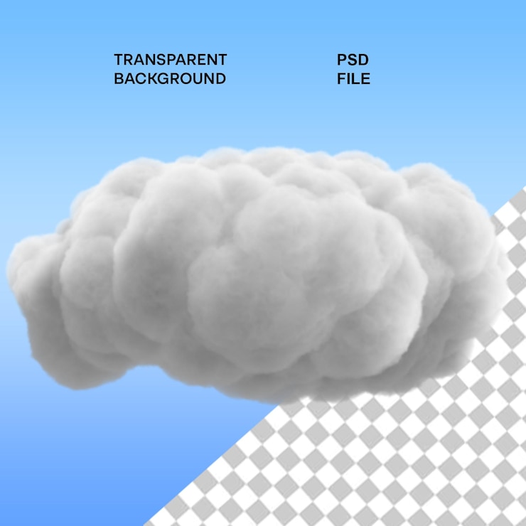PSD awan overlay realistis 3d terisolasi pada latar belakang transparan efek transparansi nyata