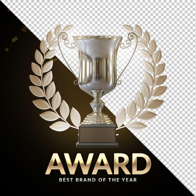 Award Cup Silver Trophy 3D Rendering Composizione