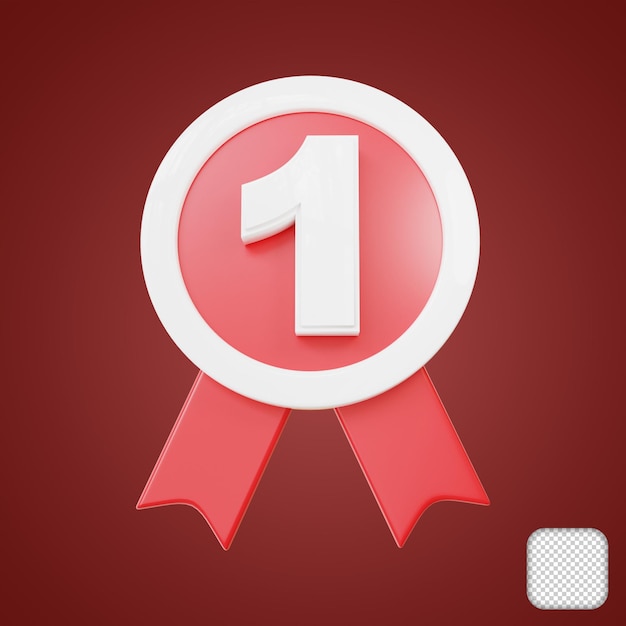 PSD award medal number one icon 3d-illustration